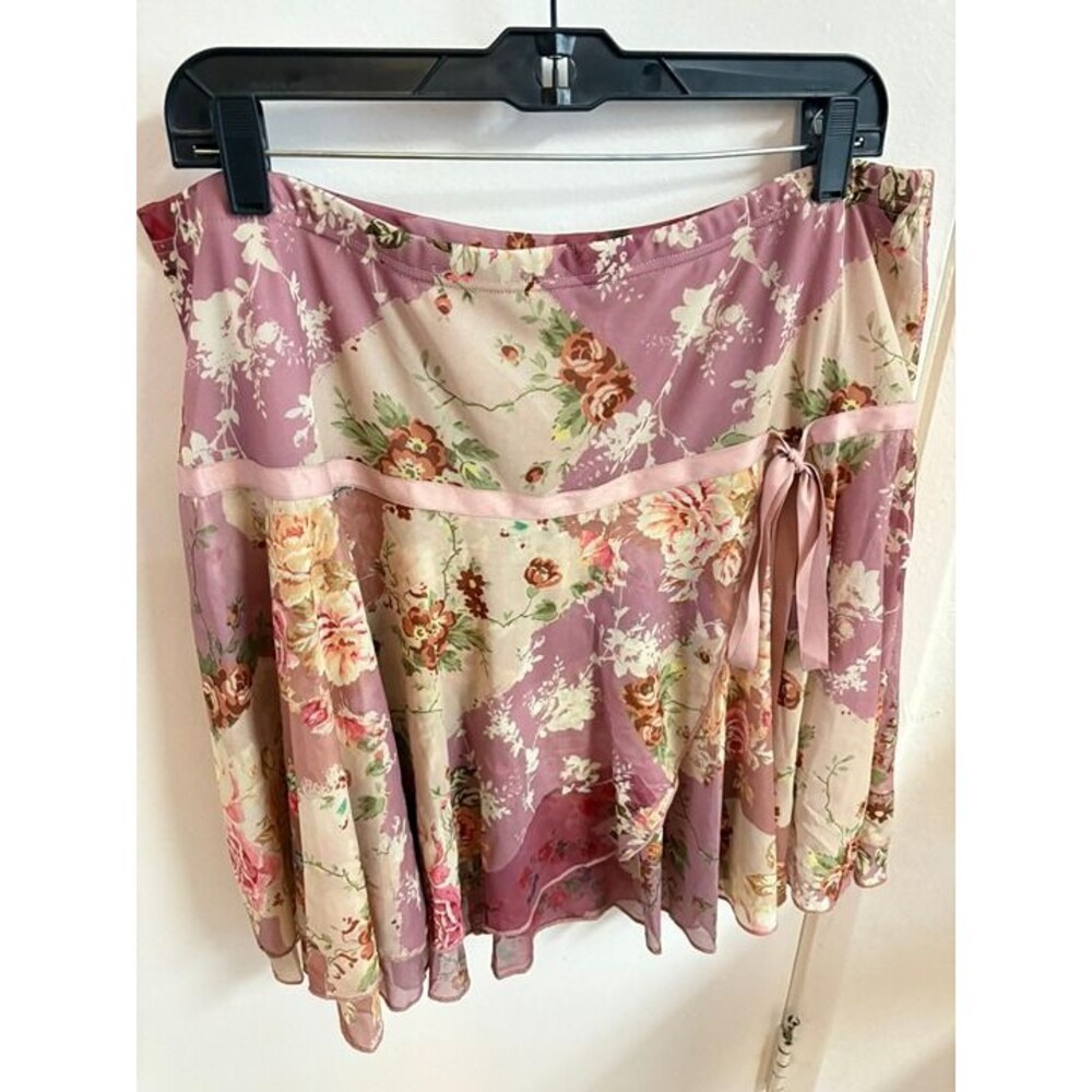 Cider Floral Patchwork Printed Mesh Tie-Side Skirt